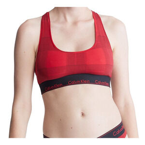Calvin Klein Modern Cotton Modern Cotton Bralette, Plaid Red NWT $30 XS